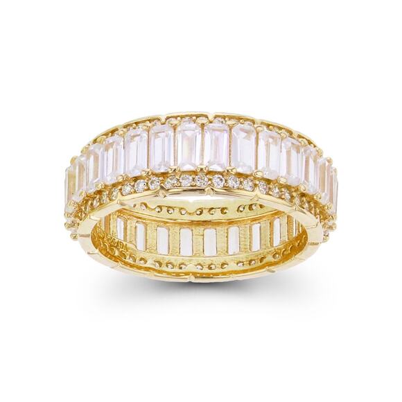 Cubic Zirconia Emerald and Baguette Cut Eternity Ring #87 - Picture 1 of 1